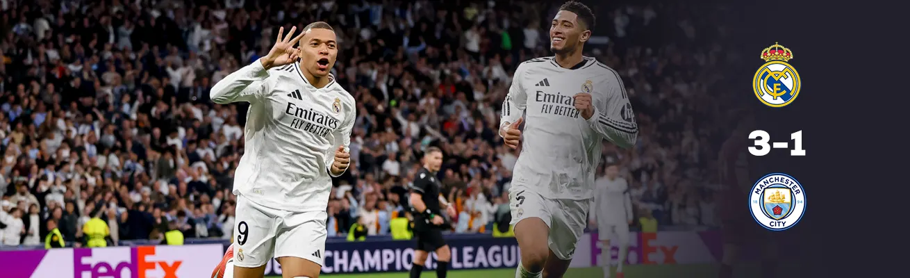 ريال مدريد 3-1 مانشستر سيتي (6-3 مجموع المباراتين): هاتريك مبابي يقود ريال مدريد إلى دور الـ16 من دوري أبطال أوروبا