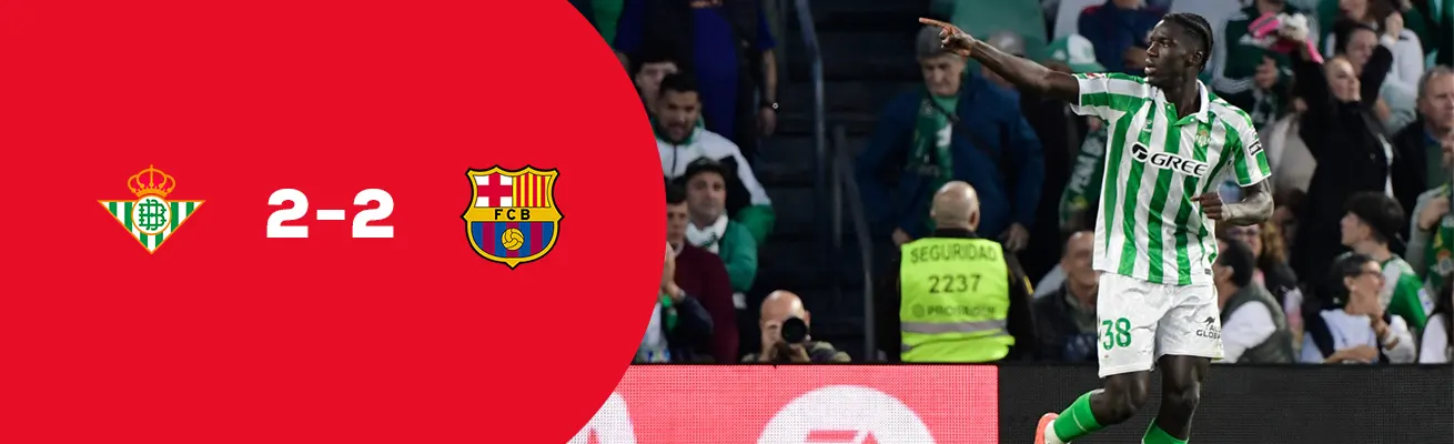 ريال بيتيس 2-2 برشلونة: دراما متأخرة حين سجل أساني دياو التعادل