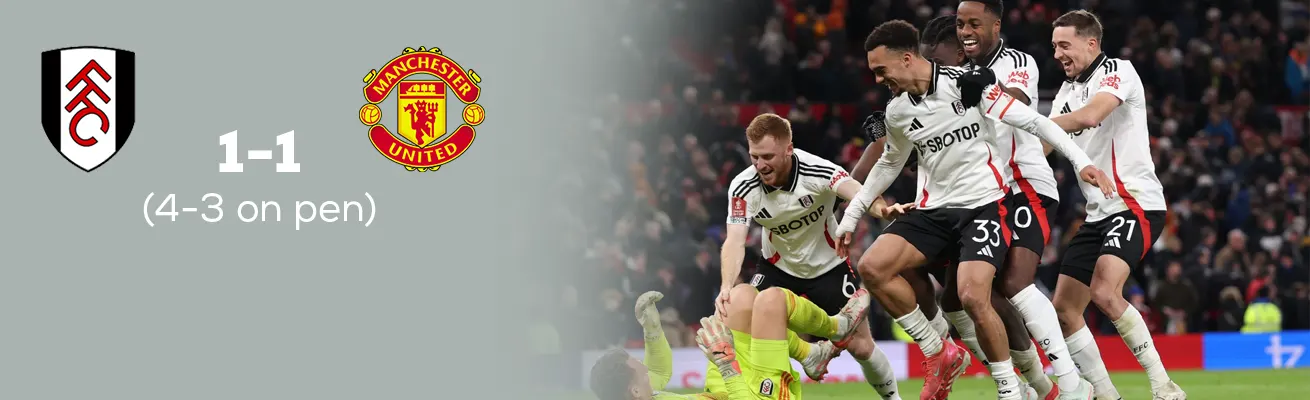 مانشستر يونايتد 1-1 فولهام (4-3 بركلات الترجيح): فولهام يُقصي مانشستر يونايتد من كأس الاتحاد الإنجليزي في أولد ترافورد