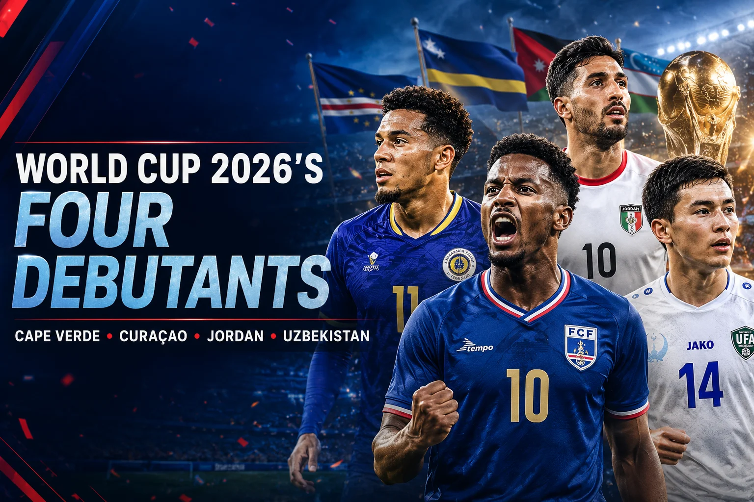 المنتخبات الأربعة المشاركة لأول مرة في كأس العالم 2026: الرأس الأخضر، كوراساو، الأردن وأوزبكستان