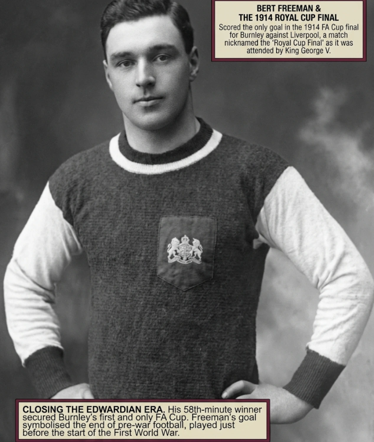 Freeman: 1914 FA Cup hero for Burnley; scored the winner in the first Royal Final. A lethal striker.