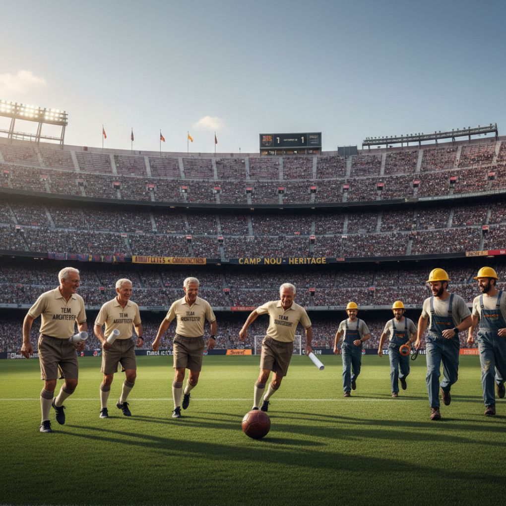 In 1956, Barca organised a match between architects and construction workers of the new stadium