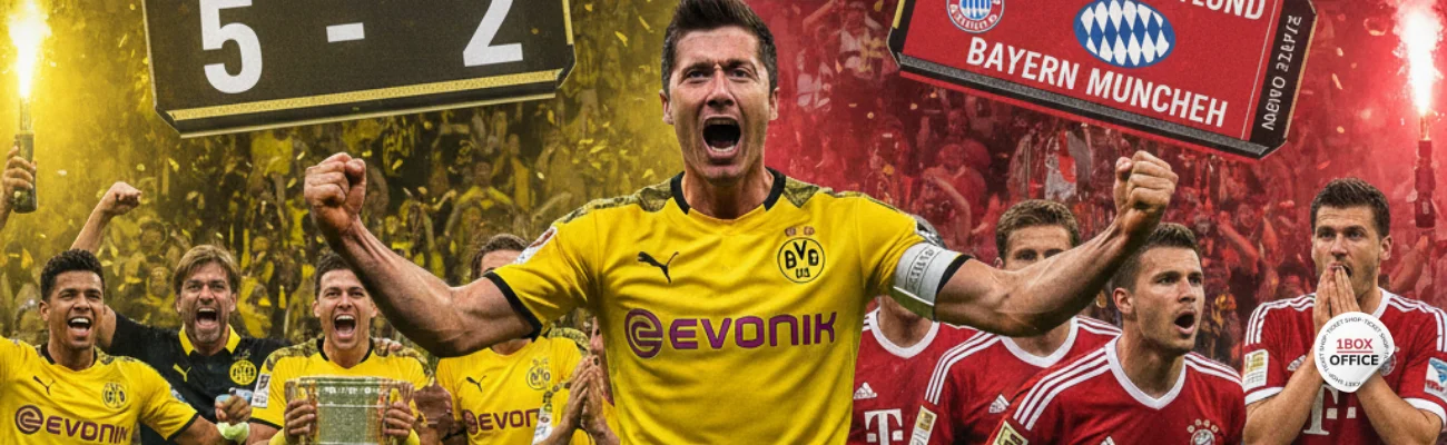 Klopp's Dortmund celebrating the 5-2 win over Bayern