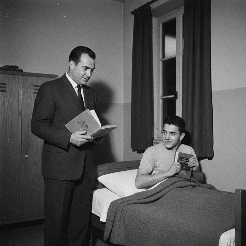 Coach Kubala seized Foncho's books to force sleep, so Foncho hid a second book to keep reading.