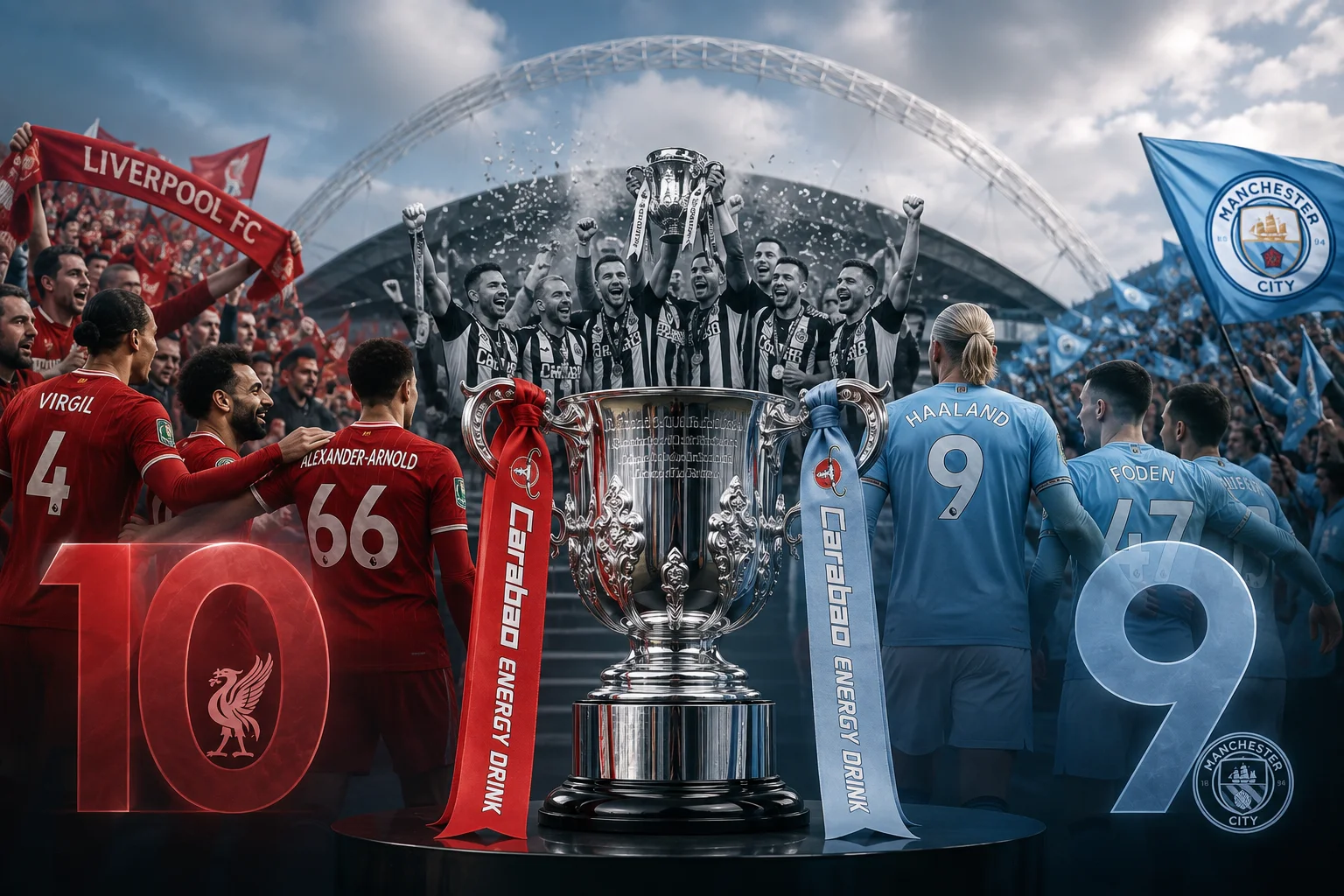 ليفربول ومانشستر سيتي يتنافسان على رقم قياسي كأس الدوري مع 10 و 9 انتصارات