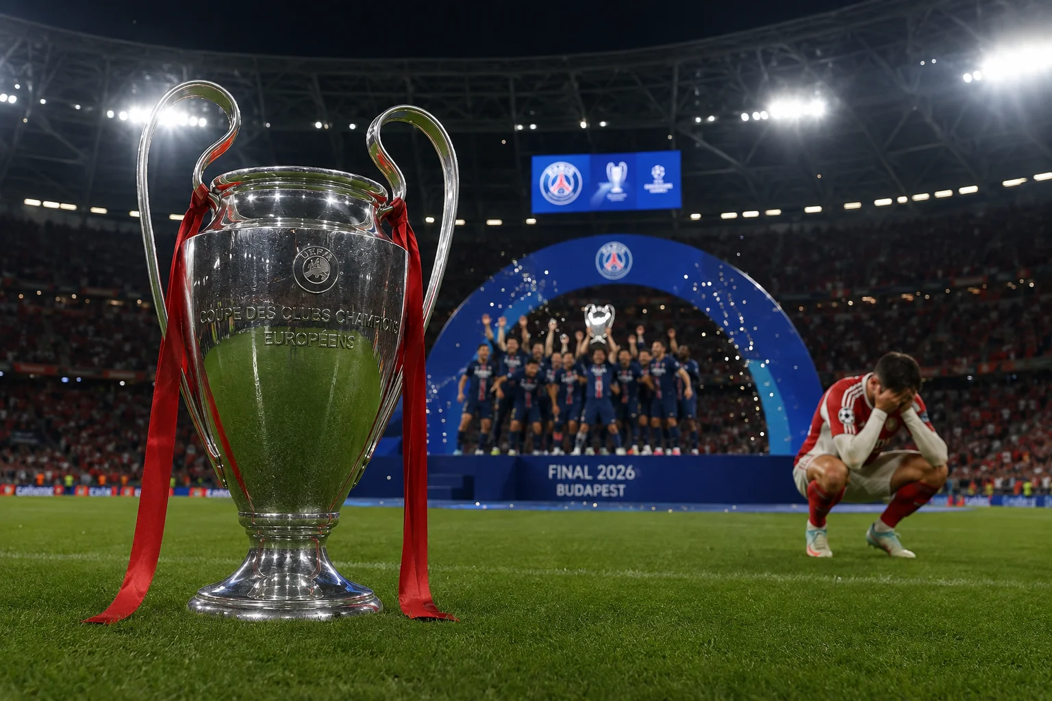 كأس دوري الأبطال مع احتفال PSG بينما يتأمل آرسنال في هزيمته النهائية في 2026.
