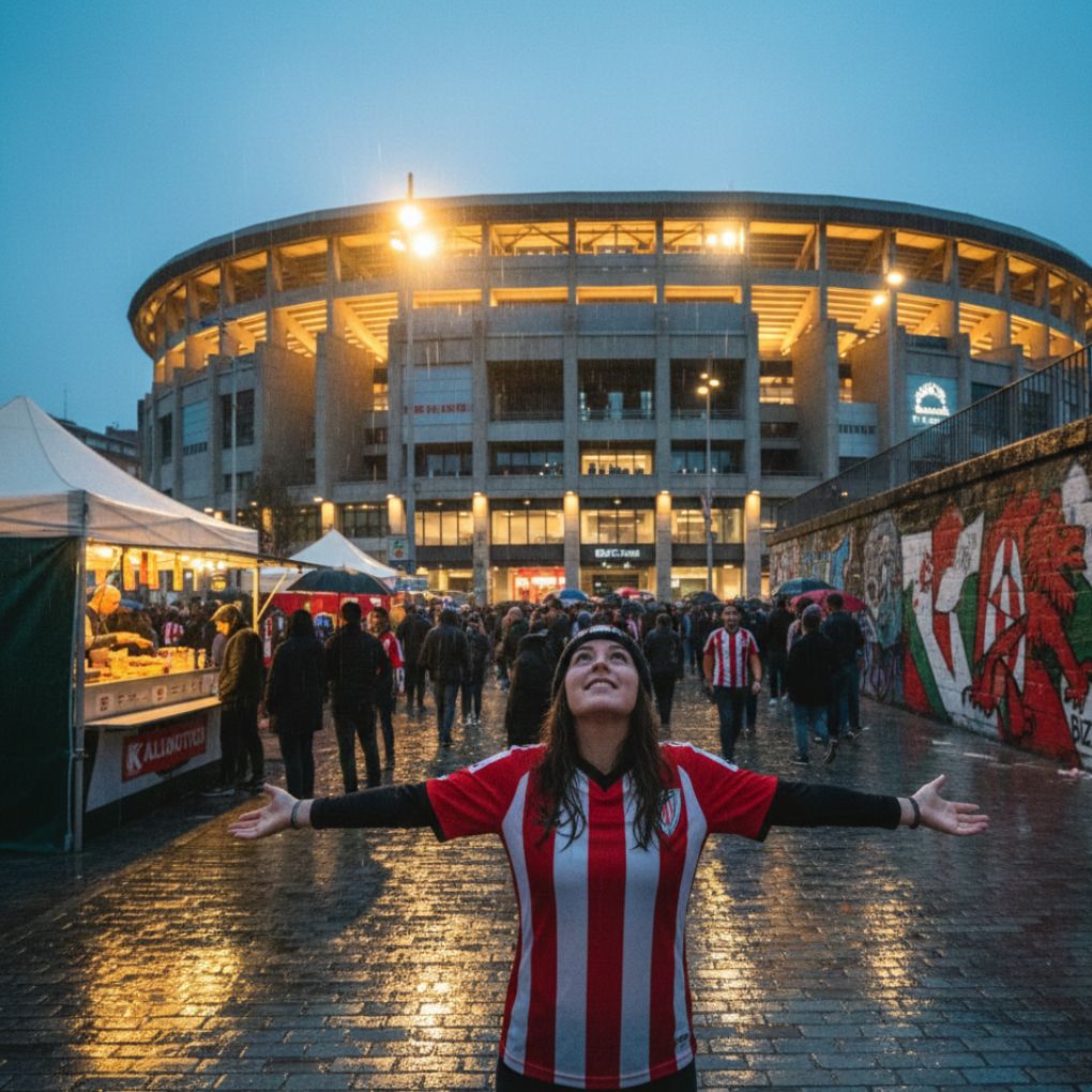 San Mames "La Catedral" in Bilbao, a modern 53,000-seat stadium with sleek steel-and-glass design